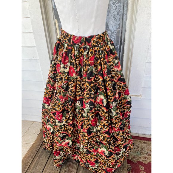 Vintage 1960s Puffy Crinoline Maxi Skirt Metallic Floral - Picture 3 of 15